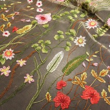 Ткань Сетка с вышивкой (цветы)